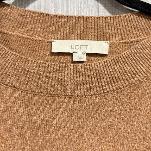 Loft women’s L Carmel brown black stripe tunic sweater with shoulder buttons C1 - Picture 2 of 5